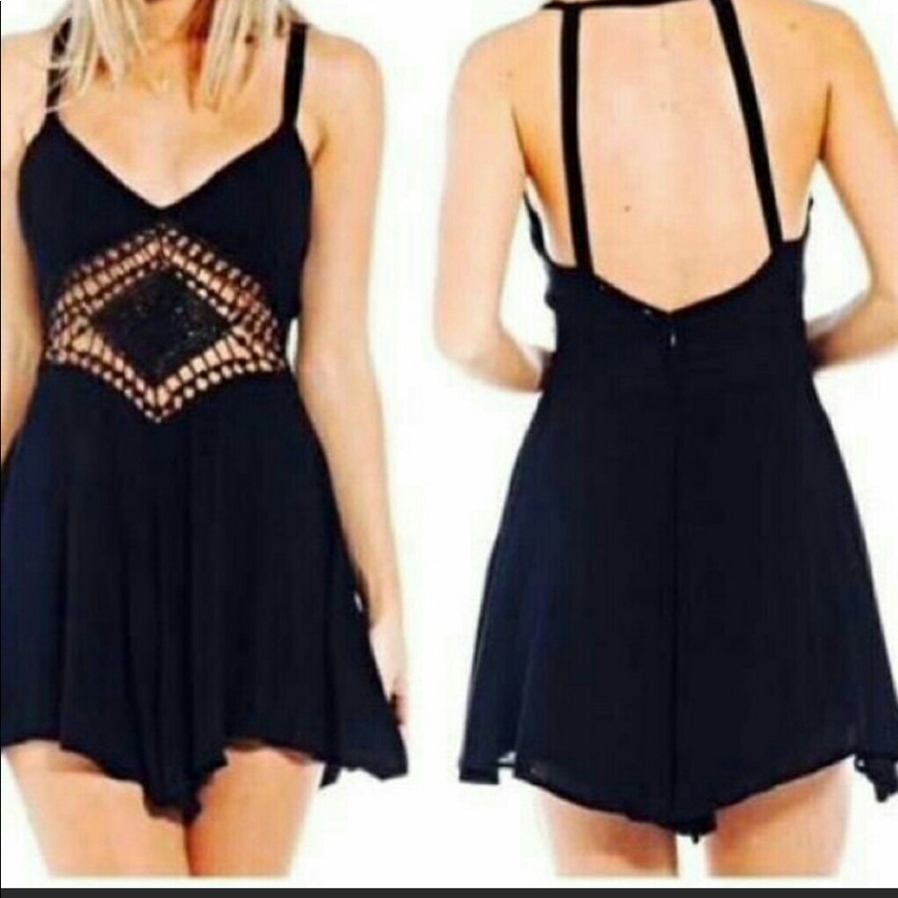 Black lf romper crochet cut out